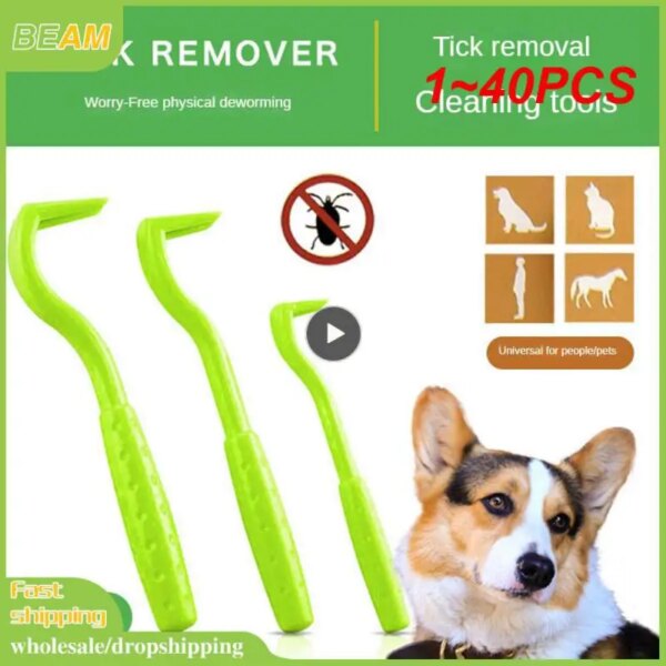 1~40PCS Flea Remover Hook Tick Removal Tweezer Ticks Pull Pet Cat Dog Accessaries Scratching Extractor Mite Tweezers Comb Louses