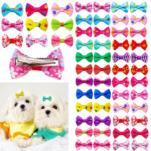 10/20/30Pcs Cute Dog Hair Clips Puppy Hairpin Pet Cat Handmade Hairpin Pet Bow Hair Accessories Multicolor