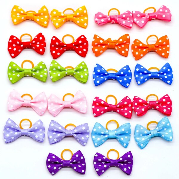 10-30pcs Dog Bowknot Pet Hair Bows Decorate Solid Color Bows with Rubber Band for Small Dogs Puppy Pet Headwear Dog Accessories