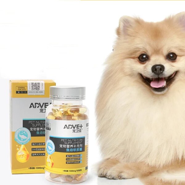 1300MG*60 granules Pet Dogs Nutritional Supplement Beautiful Hair, Improve Vision Deep-sea Fish Oil Capsule Hot