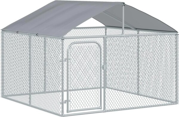 Large Dog Kennel Outside Heavy Duty Dog Cage with Waterproof Cover Outdoor Fence Dog Run with Galvanized Chain Link