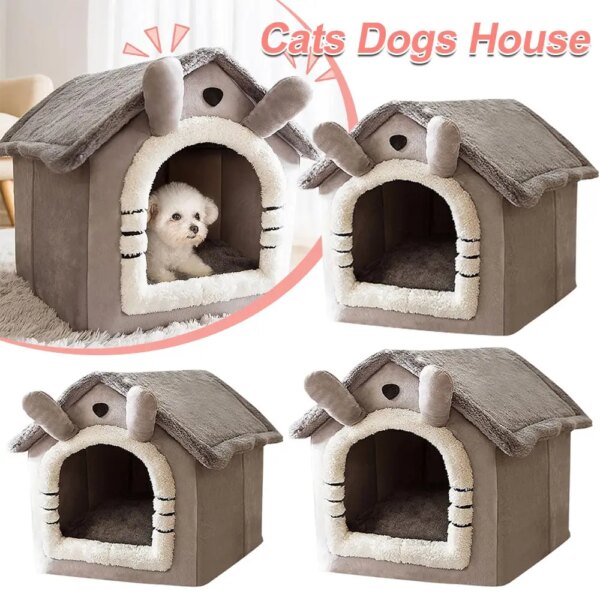 Cute Cusion Kennels PP Cotton Fluffy Dogs Room Half-Closed Puppy Sleeping Nest Foldable Home Puppy Pet Products