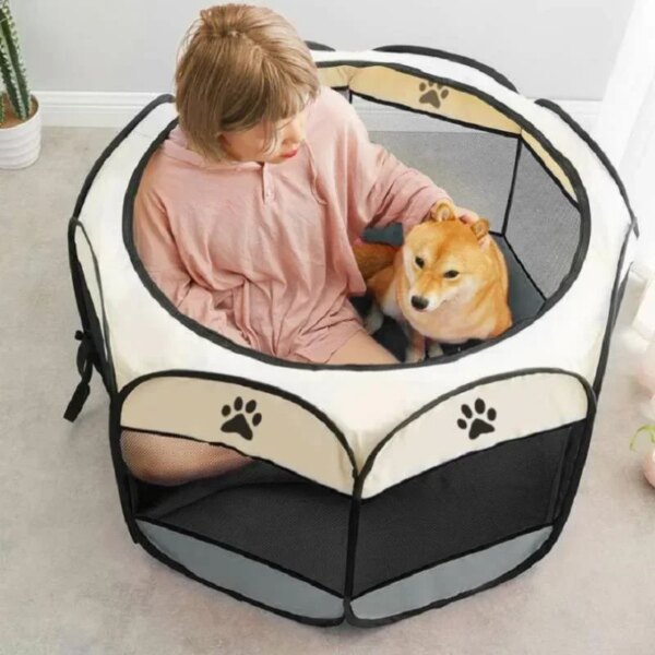 Portable Foldable Pet Tent Kennel Octagonal Fence Puppy Shelter Easy To Use Outdoor Easy Operation Large Dog Cages Cat Fences