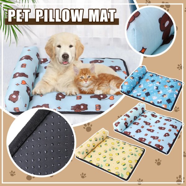 Mat Pad For Dogs Cats Ice Silk Mat  Blanket Cushion For Kennel/Sofa/Bed/Floor/Car Seats  (Dog  Mat)L