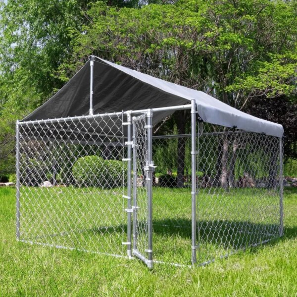 Outdoor Dog Kennel with Roof, Large Dog Run Enclosure, Outside Heavy Duty Dog Pens House Pet Playpen