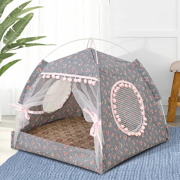 Breathable Cat Dog Litter Tent Kennel Foldable Universal Indoor Teepee Pet House Breathable Puppy Tent Bed Dog Supplies