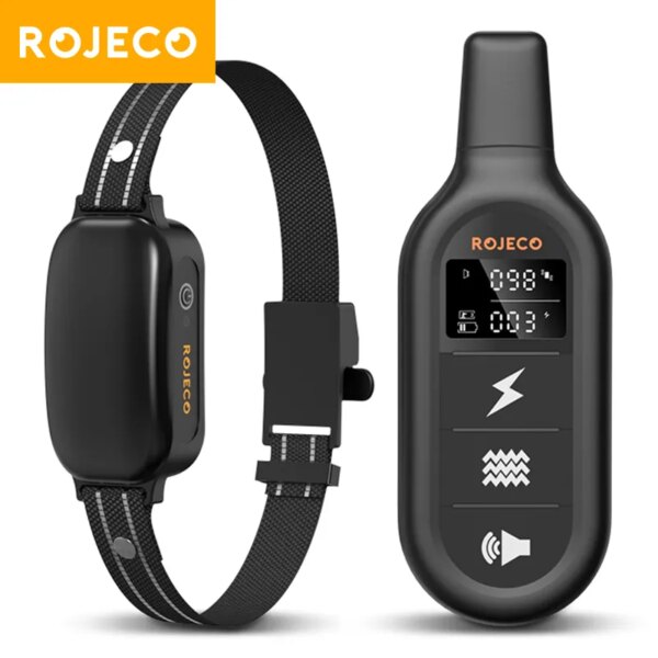 ROJECO Electric Dog Training Collar 3300ft Remote Control IPX7 Waterproof Vibrator Electric Pet Puppy Dog Bark Stop Shock Collar