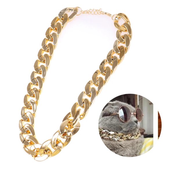 1PC 27/35/45cm Pet Dog Cat Gold Necklace Collar Plastic Chain Dress Up Decoration Gift For Dog Fighting Dog Jewelry Photo prop