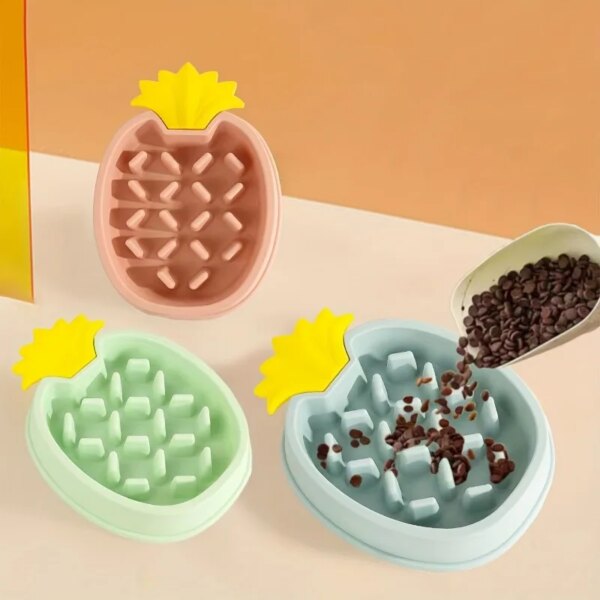 1pc Pineapple Strawberry Shaped Slow Food Dispenser Pet Bowl Anti Suffocation Dog Food Water Basin Pet Slow Food Plate