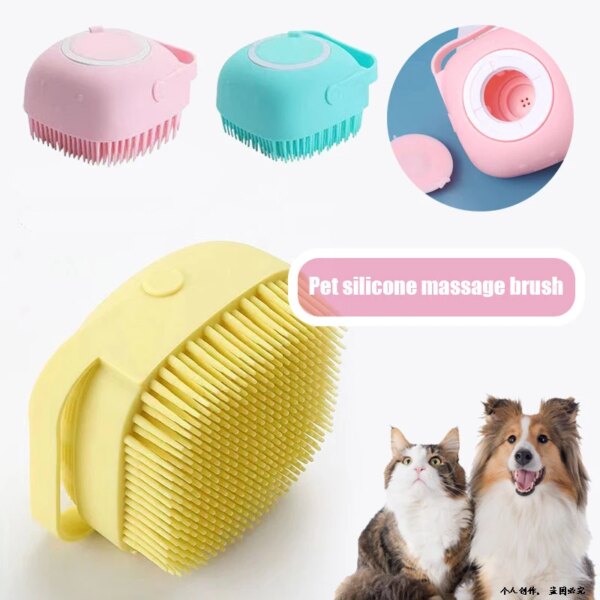 1pcs Bathroom Puppycat Soft Silicone Dog Cat Brush Brush Clean Tools Comb Dog Cat Cleaning Grooming Supplies