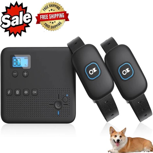 2 IN 1 Wireless Electronic Dog Fence System & Remote Training Collar Beep Shock Vibration and Pet Containment For All Puppy Size