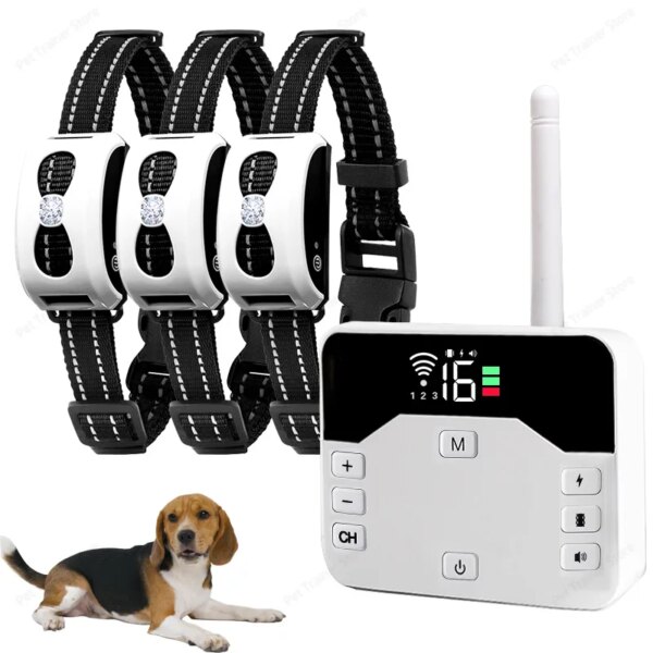 2 In 1 Electric Pet Wireless Fence Dog Training Collar Anti Runaway Up to 3 Dogs Outdoor Pet Containment Rechargeable System