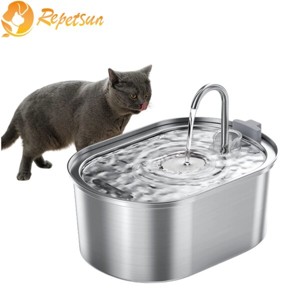 3.2L Smart Cat Dog Water Dispenser With Faucet Stainless Steel Pet Automatic Water Drinker Filter Motion Sensor Fountain Bowls