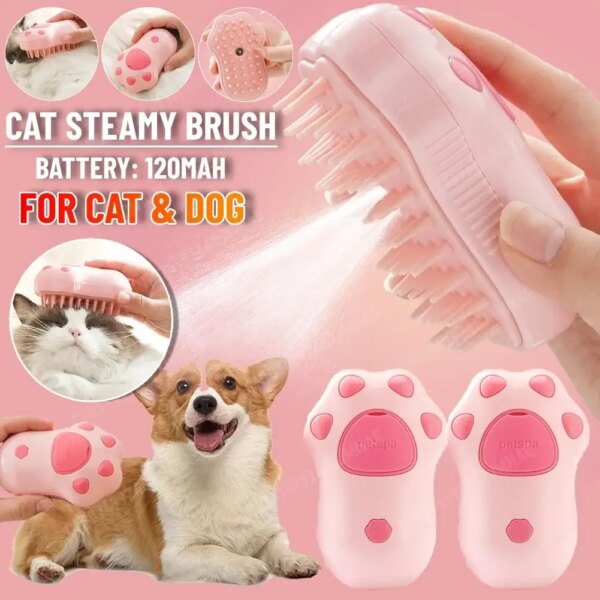 3 in 1 Electric Pet Brush Cat Steam Brush Comb Dog Brush Electric Spray Cat Hair Brushes Massage Pet Grooming Hair Removal Combs