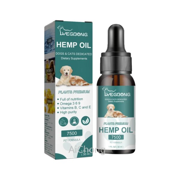 30ml Pet Hemp Seed Oil for Dogs&Cats | Natural Pain and Anxiety Relief | Vitamins B, C, E | High Purity Nutritional Supplement