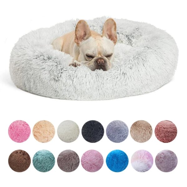 40-100cm Round Pet Bed for Large Dog Bed Super Soft Cat Bed Long Plush Dog House for Medium Dog House Winter Warm Sleeping