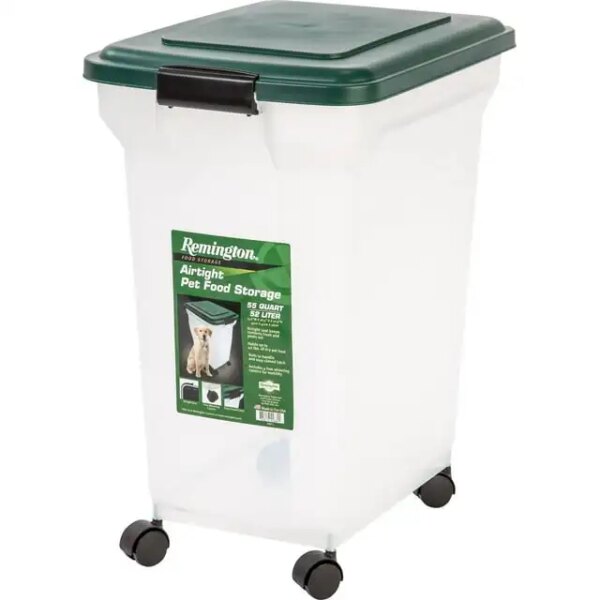 42lb (55 Qt.) Airtight Pet Food Container with Scoop for Dog and Cat Food, Green