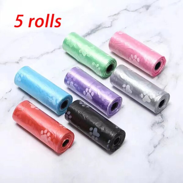 5 Rolls/10 Rolls Pets Trash Bag Dog Pickup Bags for Dog Droppings Portable Pet Print Footprints Clean Dog Poop Bags Pet Supplies