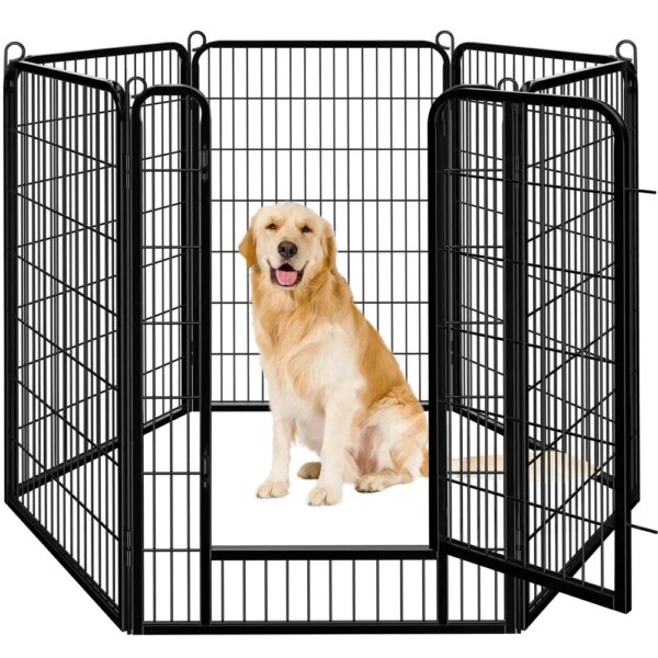 6-Panel Pet Playpen Dog Fences Heavy Duty Metal Portable Foldable Indoor Outdoor Black