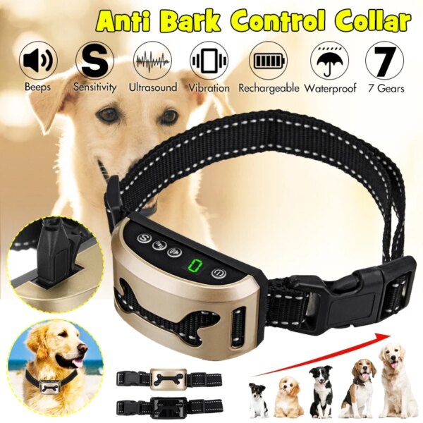 7 Levels Adjustable Electric Dog bark shock collar Humane anti abrasion bark collar rechargeable for small medium size dogs new