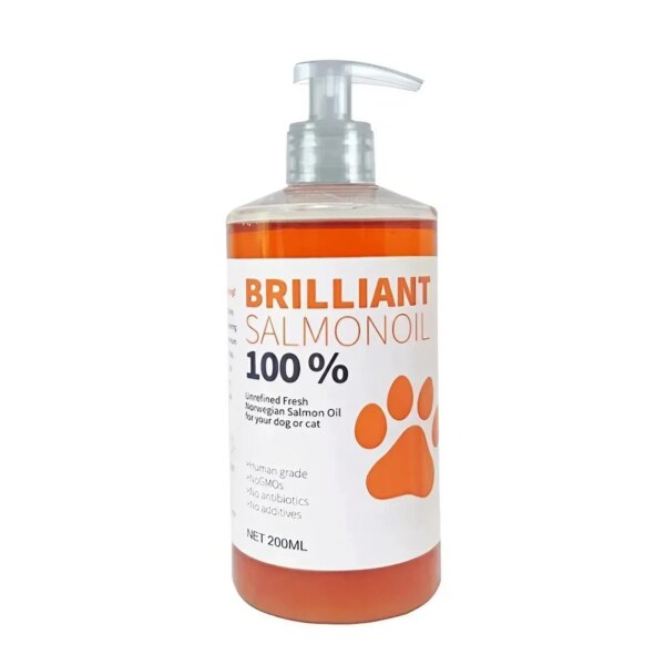 8 fl oz 200ML PET SALMON OIL Natural No Chemical Treatment 21 Omega Fatty Acids Nutritional Supplements for Dogs and Cats