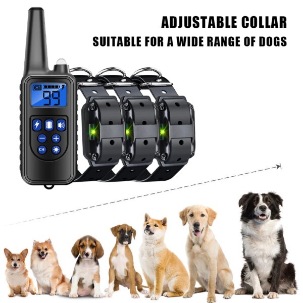 800m For shocker Dog Collar Training Bark Rechargeable 3 Modes Anti-Bark Vibration Reflective Collar For Dog Accessories