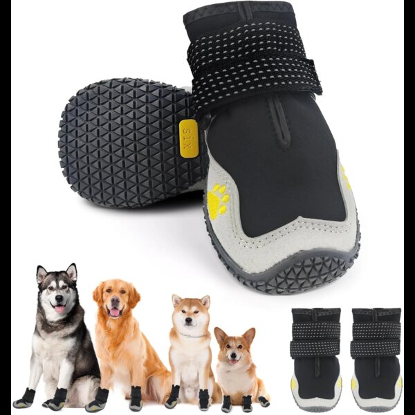 ATUBAN Dog Shoes for Large Size Dogs, Waterproof Medium Large Dog Boots, for for Hot Pavement Winter Snow Hiking, 4Pcs