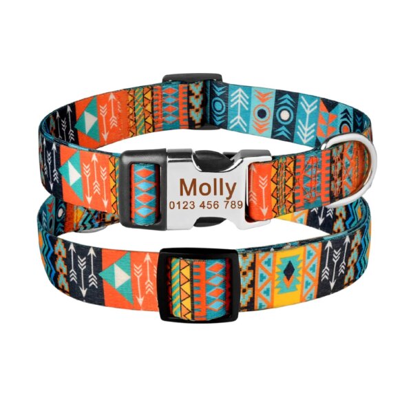 Adjustable Engraved  Nylon Custom Name Free Nameplate Dog Collar Printed ID Tag Personalized Small Large Medium Pet Dogs Collars