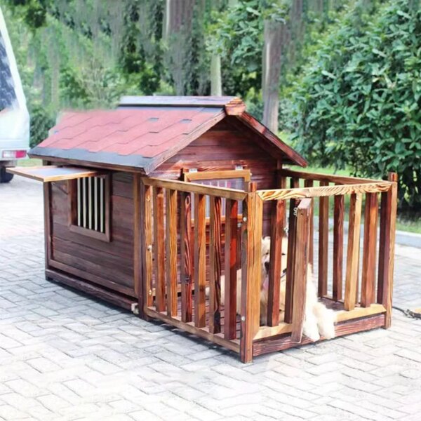 Advanced Balcony Kennel Cage Design Solid Wood Burliness Comfort Castle Kennel Dog House Ventilate Los Perros Dog Supplies LVKC