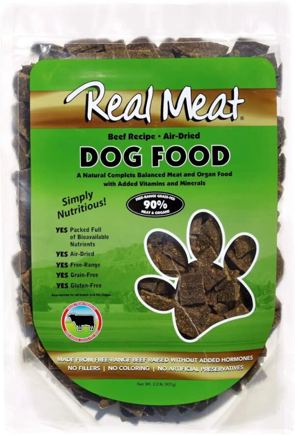 Air Dried Dog Food w/Real Beef 2lb Grain-Free Sourced from Hormone-Free, Grass-Fed Beef - Digestible, All Natural, High Protein