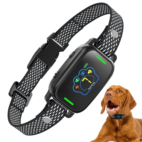 Anti Bark Dog Collar IP67 Waterproof Rechargeable Smart Dog Training Collar with 5 Modes 7 Adjustable Sensitivity for Pet Dogs