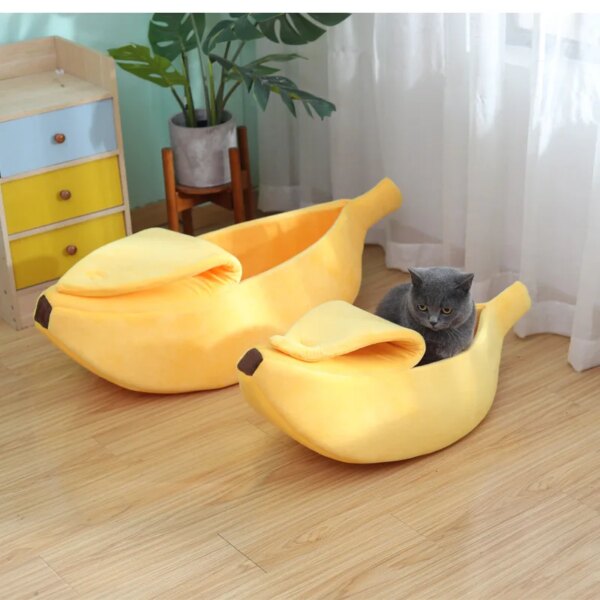 Banana Cat Bed House Funny Cute Cozy Cat Mat Beds Warm Durable Portable Pet Basket Kennel Dog Sleeping Cushion Cat Supplies