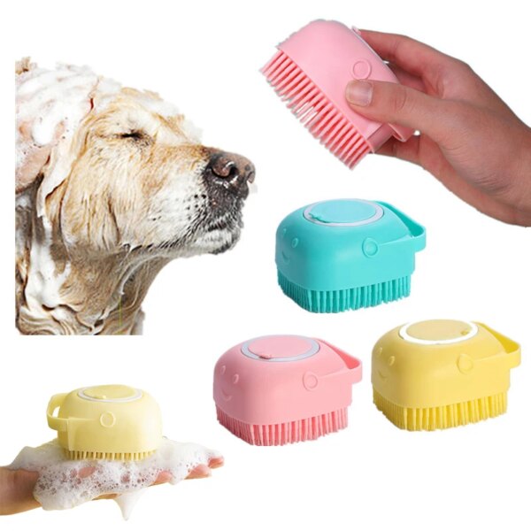 Bathroom Dog Bath Massage Brush Multifunctional Silicone Soft and Safe Bath Brush Dog and Cat Massage Cleaning Beauty Supplies