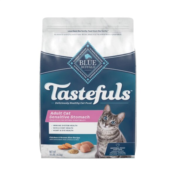 Blue Buffalo Tastefuls Sensitive Stomach Natural Adult Dry Cat Food, Chicken 10lb bag