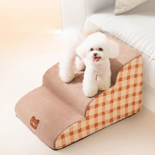 CAWAYI KENNEL Memory Foam Dog Sofa Stairs Pet 2/3/4 Steps Stairs for Small Dog Cat Ramp Ladder Anti-slip Bed Stairs Pet Supplies