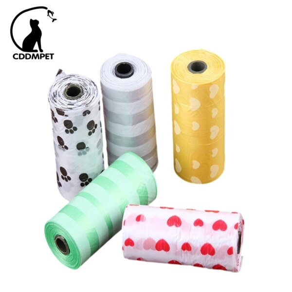 CDDMPET 5 Rolls Pet Cat Dog Poop Bags Home Clean Refill Garbage Bag Outdoor Dog Waste Poop Cleaning Organizer Pet Supplies