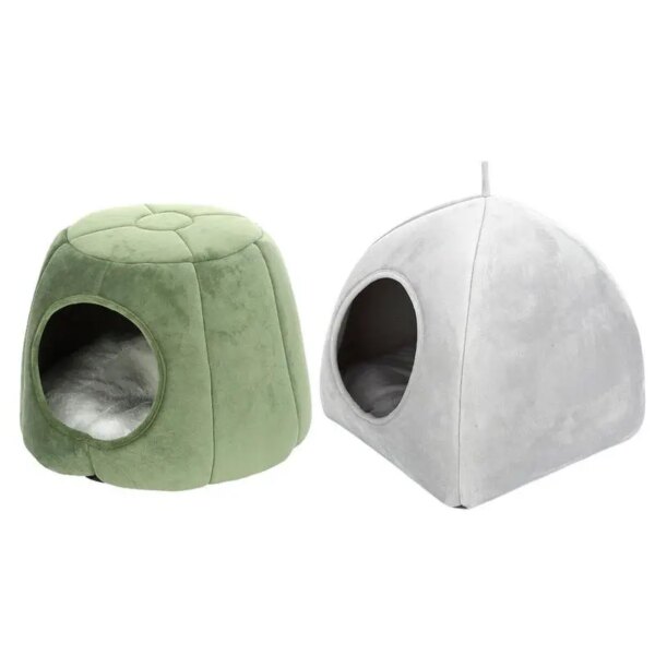 Cat Beds Indoor Cats Semi-Closed Pet Tent House Small Dog Puppy Sleeping Beds With Removable Washable Pillow Cushion Pad