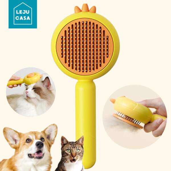 Cat Brush with Release Button for Shedding Self Cleaning Dog Grooming Brush Pet Hair Remover Comb Bath Pet Brush Deshedding