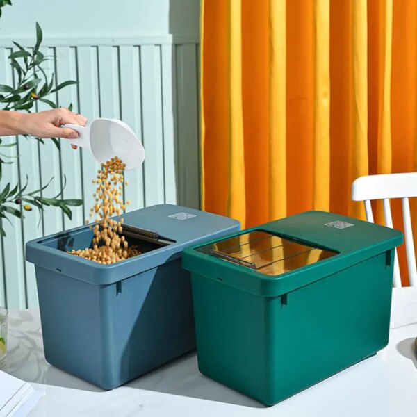 Cat Food Box 1 Set Sturdy Visible Design with Sliding Door  Pet Cat Dog Food Sealed Storage Box Bucket for Home