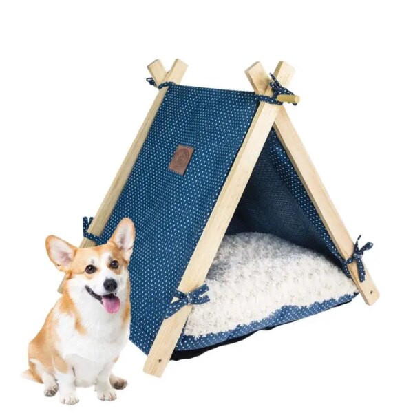 Cat Teepee Semi-Enclosed Teepee For Cats And Dogs Portable Teepee Cat Bed Cozy Pet House With Thick Cushion Pet Tents House For