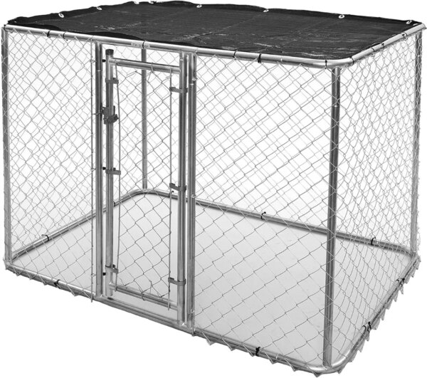 Chain Link Portable Kennel with A Sunscreen 6 By 4 By 4-Feet Super Spacious Dog Kennel Durable Outdoor Dog Kennel