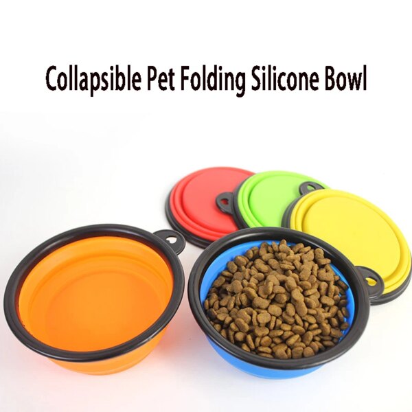 Collapsible Dog Pet Folding Silicone Bowl Outdoor Travel Portable Puppy Food Container Feeder Dish Bowl