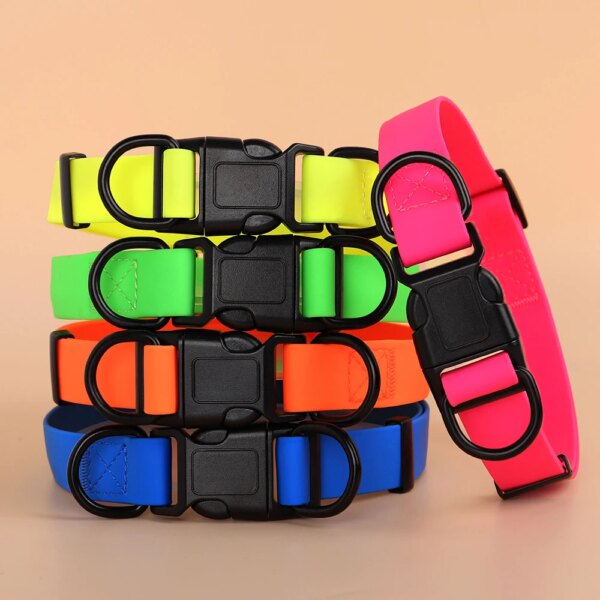 Colorful PVC Dog Collar Waterproof PVC Dogs Swimming Collars Pet Outdoor Travel Collar Adjustable for Small Medium Large Dogs