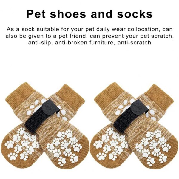 Comfortable Stretchy Dog Socks Adjustable Anti-slip Dog Socks with Waterproof Paw Protector for Indoor Hardwood Floors for Dogs