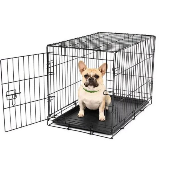 Compact Single Door Metal Dog Crate, Small Floor Protecting Feet,