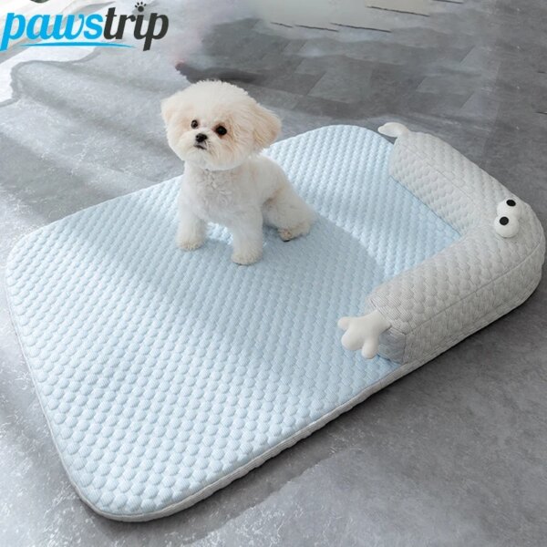 Cooling Dog Bed Mat Soft Puppy Bed Breathable Pet Sleeping Mat for Small Dogs Detachable Pet Ice Silk Pad Dog Accessories