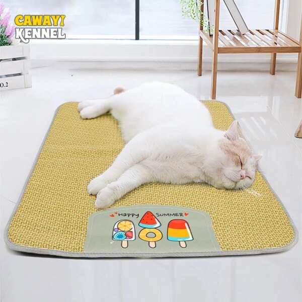 Cooling Summer Rattan Pad Mat for Pets Dog Cats Breathable Cooling Straw Mat Summer Washable Pet Supplies Accessories D9272