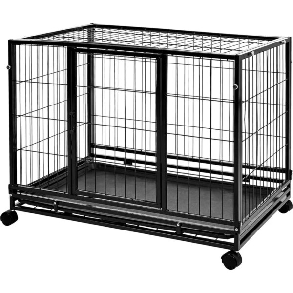 Coop for Dog Corral Black House for Dogs 24.0“L X 28.0”W X 37.0”H Heavy Duty Stackable Dog & Pet Kennel With Tray Doghouse Puppy