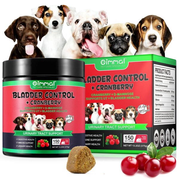 Cranberry Bladder Health for Dogs Contains Active Ingredients  Cranberry D-Mannose Help Support Dog Urinary Tract Kidney Health