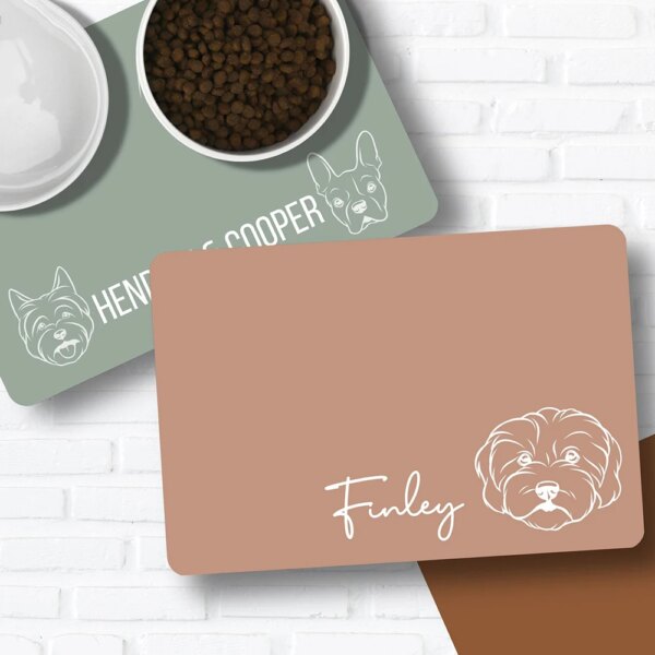 Custom Pet Feeding Mat PU Waterproof Pet Decor Personalized Non-slip Dog Cat Food Placemat With Name Easy Washing